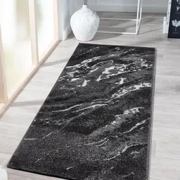 OBSESSIONS Grey & Cream Coloured Abstract Anti-Static Rectangular Floor Runner-8