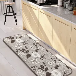 Saral Home Brown & Beige Floral Tufted Shaggy Anti-Skid Floor Runner-22
