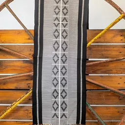 Peepul Tree Black & White Geometric Printed Pure Cotton Table Runner-3