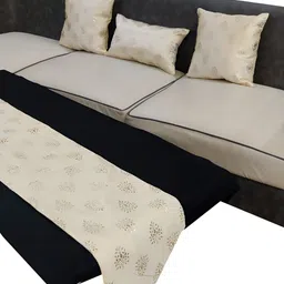 Good Vibes Cream 4 Pieces Printed Square Cushion Covers and Table Runner image 1