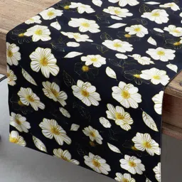 HomeStorie Black & White Floral Print Table Runner-24