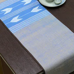 ArtEastri Grey & Blue Self-Deigned Pure Cotton Runner-20