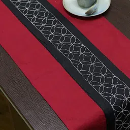 ArtEastri Maroon & Black Embroidered Pure Cotton Runner-52