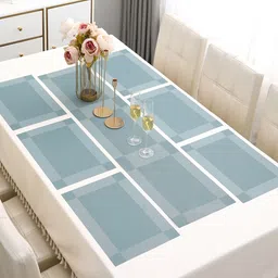 HOKIPO 7 Pieces Textured & Colourblocked Tablemats with Table Runner-44