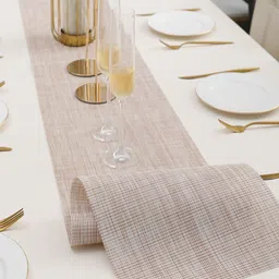 HOKIPO Beige Textured Rectangular Table Runner image 2