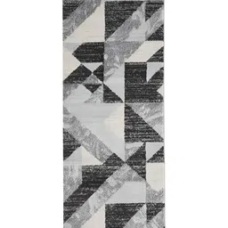 OBSESSIONS Charcoal & Off White Geometric-Printed Anti-Static Floor Runner image 4