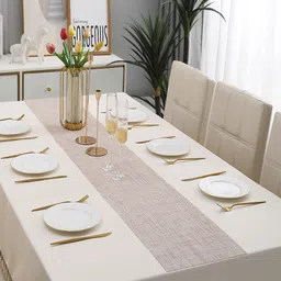 HOKIPO Beige Textured Rectangular Table Runner image 4