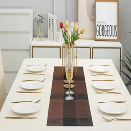 HOKIPO Brown Textured Rectangular Table Runner image 3