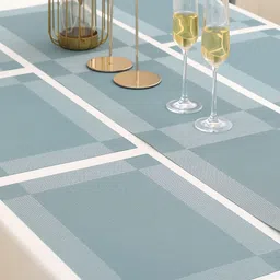 HOKIPO 7 Pieces Textured & Colourblocked Tablemats with Table Runner image 5