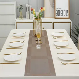HOKIPO Brown Geometric Printed Rectangular Table Runner image 5