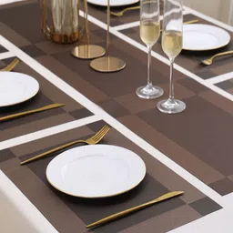 HOKIPO 7 Pieces Textured & Colourblocked Tablemats with Table Runner image 4
