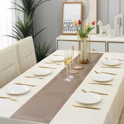 HOKIPO Brown Geometric Printed Rectangular Table Runner image 3