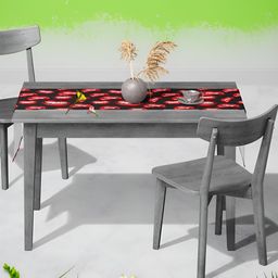 ArtzFolio Black & Red Geometric-Printed Edge To Edge Table Runner image 1