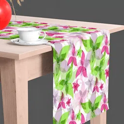 ArtzFolio White & Green Digital Printed Table Runner image 1