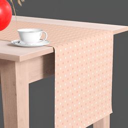ArtzFolio Peach & White Polka Dots Printed Table Runner image 1