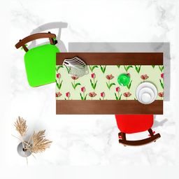 ArtzFolio Green and Red Floral Printed Rectangular Table Runner image 1