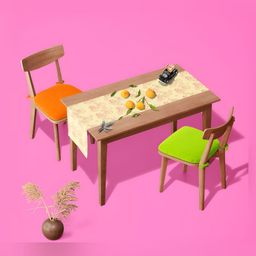 ArtzFolio Yellow & Pink Cycles Print Dining Table Runner image 1