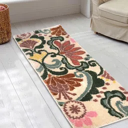 Saral Home Cream Floral Handtufted Pure Cotton Rectangular Runners-24