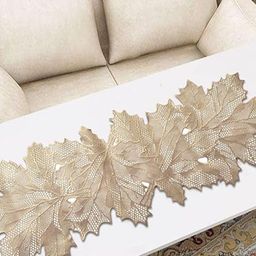 Kuber Industries Golden Leaf Design Table Runner-26