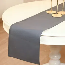 FABURAA Grey Pure Cotton Table Runner-17