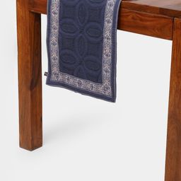 Ritu Kumar Jaamevar Blue & White Printed Cotton Satin Table Runner image 2