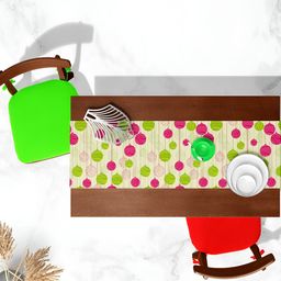ArtzFolio Off White  & Green Digital Printed Table Runner image 2