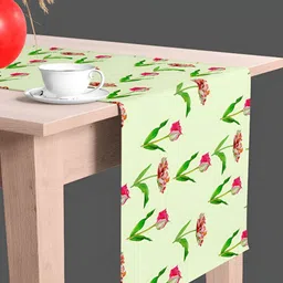 ArtzFolio Green and Red Floral Printed Rectangular Table Runner image 2