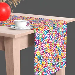 ArtzFolio White & Orange Geometric Digital Printed Table Runner image 2
