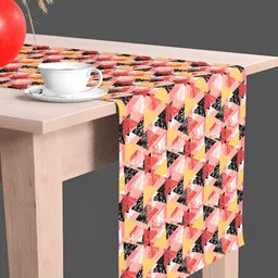 ArtzFolio Pink & Red Geometric Digital Printed Table Runner image 2