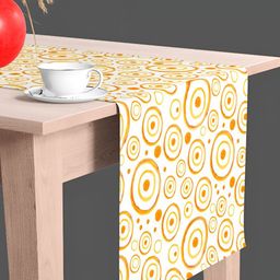 ArtzFolio White & Orange Geometric Printed Rectangle Table Runner image 1
