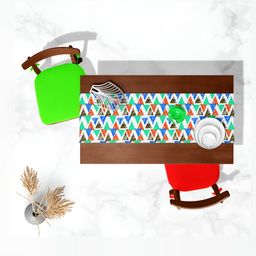ArtzFolio White & Green Geometric Printed Table Runner image 2
