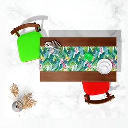 ArtzFolio Green & White Floral Printed Rectangular Table Runner image 3