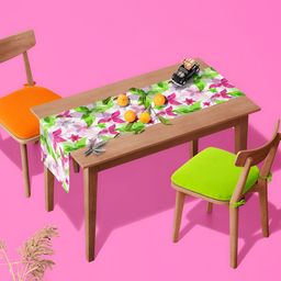 ArtzFolio White & Green Digital Printed Table Runner image 3