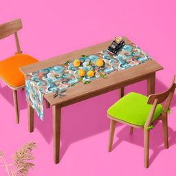 ArtzFolio Teal & Peach Coloured Digital Printed Table Runner image 3