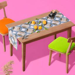 ArtzFolio Grey & Beige Geometric Printed Table Runner image 3