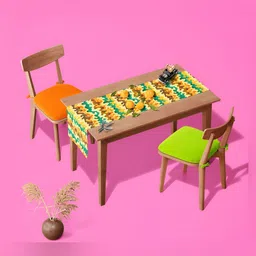 ArtzFolio Yellow & Brown Printed Table Runner image 3