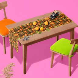 ArtzFolio Orange & Green Digital-Printed Edge To Edge Table Runner image 3