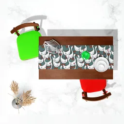 ArtzFolio Grey & White Digital Printed Table Runner image 3