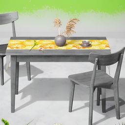 ArtzFolio Cream Colored & Yellow Digital Printed Table Runner image 4