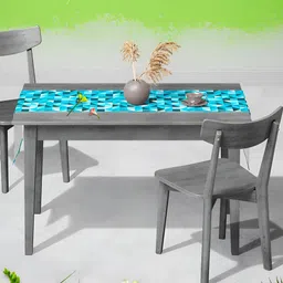ArtzFolio White & Blue Abstract Printed Table Runner image 4
