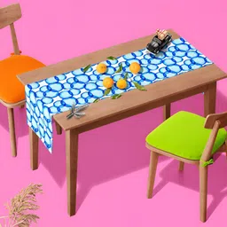 ArtzFolio Blue and White Geometric Printed Table Runner image 4