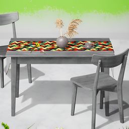 ArtzFolio Green & Red Geometric Digital Printed Table Runner image 4