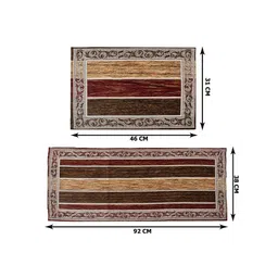 Kuber Industries Maroon & Beige Printed Table Runner With 6-Pcs Placements image 5
