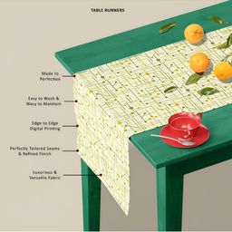 ArtzFolio Cream & Green Geometric Printed Table Runner image 5
