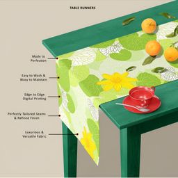 ArtzFolio Green & White Digital Printed Table Runner image 5