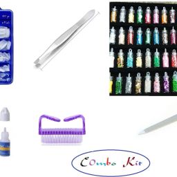 Artificial Gold Finger Empress Tips Fake Nails ( Pack of 100 ) With 2 Glue Bottle With Double Sided Nail Shaper / Filer , Plucker , Nail Cleaning Brush , 48 Pcs Glass Bottle 3D Nail Art Set Kit Glitter Sequins RhineStones ( Multicolor )-13