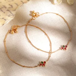 22K Gold plated beaded Sleek anklets Brass Anklet-14
