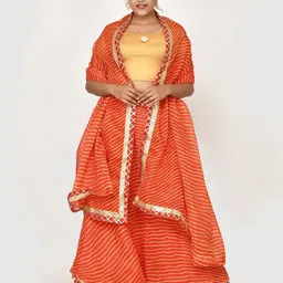 Kesarya Red & Yellow Embellished Ready to Wear Lehenga & Unstitched Blouse With Dupatta-image-33