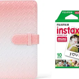 FUJIFILM Instax Mini 10X1 Sheets Instant Film with 96-sheetalbum Pink gradient weaving Film Roll-image-98
