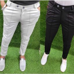 Pack of 2 Men Regular Fit Black, White Lycra Blend Trousers-image-47